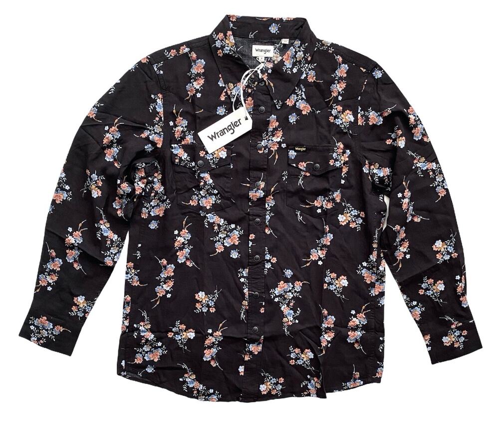 Wrangler Nwt Womens Black Floral Western Snap Long Sleeve Shirt WAWLRFB XS
